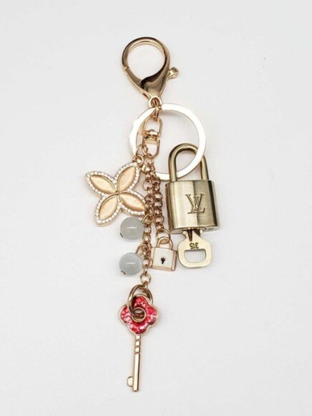 Authentic LV Gold Padlock & Key Set ✨ Luxury Bag Charm w/ Keychain - Picture 5 of 10